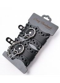 Ажурные наручники из черной кожи - Crazy Handmade - купить с доставкой в Нижнем Тагиле