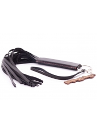 Черная кожаная плеть с удобной ручкой - 50 см. - Crazy Handmade - купить с доставкой в Нижнем Тагиле