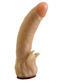Телесная гелевая насадка-фаллос с клиторальными лепестками - 18,5 см. - LOVETOY (А-Полимер) - купить с доставкой в Нижнем Тагиле