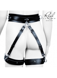 Черный кожаный пояс с гартерами - S-M - Notabu - купить с доставкой в Нижнем Тагиле