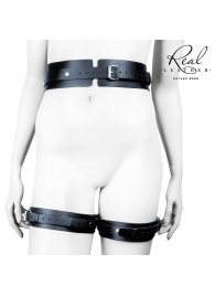 Черный кожаный пояс с гартерами - S-M - Notabu - купить с доставкой в Нижнем Тагиле