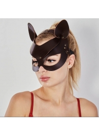 Коричневая кожаная маска  Кошечка - Sitabella - купить с доставкой в Нижнем Тагиле