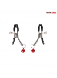 Серебристые зажимы на соски с шариками - Notabu - купить с доставкой в Нижнем Тагиле