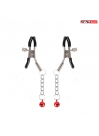 Серебристые зажимы на соски с шариками на цепочках - Notabu - купить с доставкой в Нижнем Тагиле