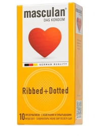 Презервативы с колечками и пупырышками Masculan Ribbed+Dotted - 10 шт. - Masculan - купить с доставкой в Нижнем Тагиле