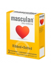 Презервативы с колечками и пупырышками Masculan Ribbed+Dotted - 3 шт. - Masculan - купить с доставкой в Нижнем Тагиле
