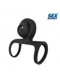 Черная вибронасадка на пенис Sex Expert - Sex Expert - в Нижнем Тагиле купить с доставкой