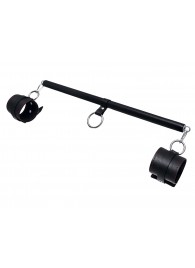 Черная распорка для ног с кожаными манжетами - Pecado - купить с доставкой в Нижнем Тагиле