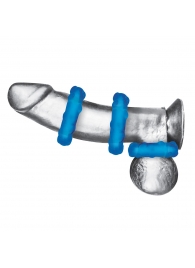 Комплект из трех голубых эрекционных колец 3-Pack Ribbed Rider Cock Ring Set - BlueLine - в Нижнем Тагиле купить с доставкой