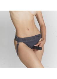 Серые трусики для фиксации насадок Strap-on-me Harness Lingerie Unique - Strap-on-me - купить с доставкой в Нижнем Тагиле