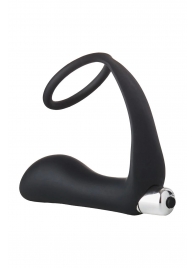 Черное эрекционное кольцо с вибропробкой Vibrating Anal Plug With Cockring - Dream Toys - в Нижнем Тагиле купить с доставкой