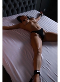 Черный кожаный набор фиксации на кровати Sex Game - БДСМ Арсенал - купить с доставкой в Нижнем Тагиле