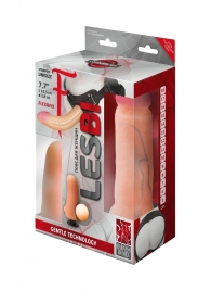 Телесный страпон Harness LESBI с вагинальной пробкой - 16,5 см. - LOVETOY (А-Полимер) - купить с доставкой в Нижнем Тагиле