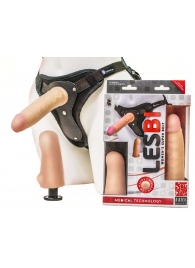 Телесный страпон Harness LESBI с вагинальной пробкой - 16,5 см. - LOVETOY (А-Полимер) - купить с доставкой в Нижнем Тагиле