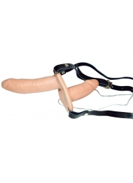 Телесный женский страпон с вагинальной пробкой Strap-On Duo - 15 см. - Orion - купить с доставкой в Нижнем Тагиле