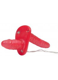 Красный женский страпон с вагинальной пробкой Bad Kitty - 18 см. - Orion - купить с доставкой в Нижнем Тагиле