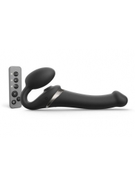 Черный безремневой страпон Multi Orgasm Size M с клиторальной стимуляцией - Strap-on-me - купить с доставкой в Нижнем Тагиле