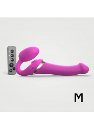 Ярко-розовый безремневой страпон Multi Orgasm Size M с клиторальной стимуляцией - Strap-on-me - купить с доставкой в Нижнем Тагиле