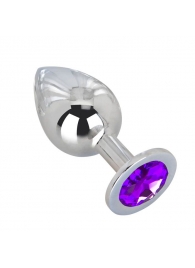 Большой плаг из стали с фиолетовым кристаллом Violet Dream - 9,5 см. - Erotic Fantasy - купить с доставкой в Нижнем Тагиле
