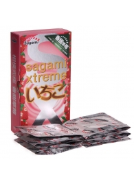 Презервативы Sagami Xtreme Strawberry c ароматом клубники - 10 шт. - Sagami - купить с доставкой в Нижнем Тагиле