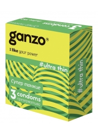 Ультратонкие презервативы Ganzo Ultra thin - 3 шт. - Ganzo - купить с доставкой в Нижнем Тагиле