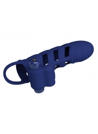 Синяя насадка на пенис Powerful Ring - 18,8 см. - Baile - в Нижнем Тагиле купить с доставкой
