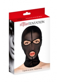 Черная сетчатая маска на голову с отверстиями для глаз и рта - Fetish Tentation - купить с доставкой в Нижнем Тагиле