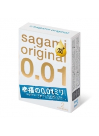 Увлажнённые презервативы Sagami Original 0.01 Extra Lub - 2 шт. - Sagami - купить с доставкой в Нижнем Тагиле