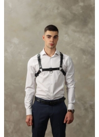 Черная мужская кожаная портупея №4 - БДСМ Арсенал - купить с доставкой в Нижнем Тагиле