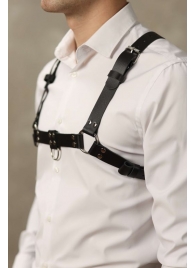 Черная мужская кожаная портупея №4 - БДСМ Арсенал - купить с доставкой в Нижнем Тагиле