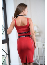 Черно-серебристая портупея-юбка plus size с цепочками - БДСМ Арсенал - купить с доставкой в Нижнем Тагиле