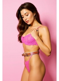 Эффектный розовый пояс из голографической эко-кожи - БДСМ Арсенал - купить с доставкой в Нижнем Тагиле