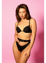 Эффектный черный пояс из лаковой эко-кожи - БДСМ Арсенал - купить с доставкой в Нижнем Тагиле