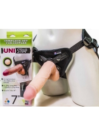 Страпон-унисекс с двумя насадками UNI strap 7  Harness - 19 и 16 см. - LOVETOY (А-Полимер) - купить с доставкой в Нижнем Тагиле