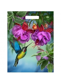 Пакет с принтом в виде колибри в цветах с вырубной ручкой (31х40 см) - Сима-Ленд - купить с доставкой в Нижнем Тагиле