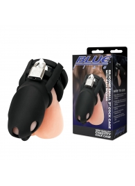 Черная клетка для пениса Silicone Small 2 in Cock Cage With Ball Divider - BlueLine - купить с доставкой в Нижнем Тагиле