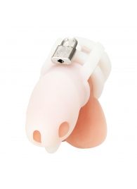 Белая клетка для пениса Silicone Small 2 in Cock Cage With Ball Divider - BlueLine - купить с доставкой в Нижнем Тагиле