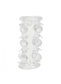 Прозрачная насадка на пенис с шипами и бугорками JELLY JOY LUST CLUSTER CLEAR - Dream Toys - в Нижнем Тагиле купить с доставкой