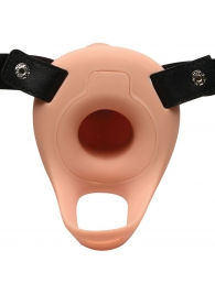 Телесный полый страпон 2  Erection 28X Smooth Vibrating Silicone Penis Sheath - 16 см. - XR Brands - купить с доставкой в Нижнем Тагиле