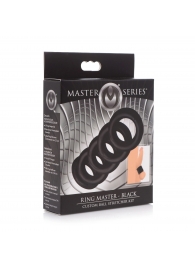 Комплект из 5 черных эрекционных колец для мошонки Ring Master Custom Ball Stretcher Kit - XR Brands - в Нижнем Тагиле купить с доставкой