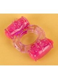 Фиолетовое виброкольцо с двумя вибропульками - Toyfa Basic - в Нижнем Тагиле купить с доставкой