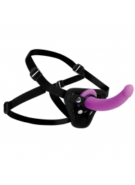 Лиловый поясной страпон Navigator Silicone G-Spot Dildo with Harness - 17,8 см. - XR Brands - купить с доставкой в Нижнем Тагиле