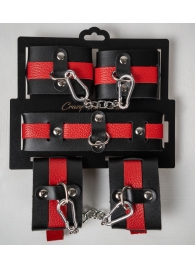 Черно-красный набор фиксаций: наручники, оковы и ошейник - Crazy Handmade - купить с доставкой в Нижнем Тагиле