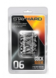 Прозрачная насадка с объёмными чёрточками STAY HARD COCK SLEEVE 06 CLEAR - Blush Novelties - в Нижнем Тагиле купить с доставкой