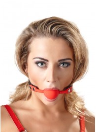 Силиконовый кляп-шар на чёрных ремешках Red Gag silicone - Orion - купить с доставкой в Нижнем Тагиле