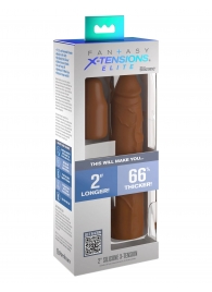 Коричневая насадка на член 2  Silicone X-tension - 20,3 см. - Pipedream - в Нижнем Тагиле купить с доставкой