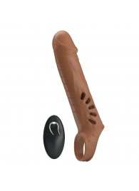 Коричневая вибронасадка с подхватом мошонки и пультом ДУ - Baile - в Нижнем Тагиле купить с доставкой