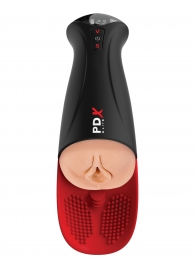 Телесный мастурбатор-вагина в черной колбе с вибрацией Fuck-O-Matic Pro XL - Pipedream - в Нижнем Тагиле купить с доставкой