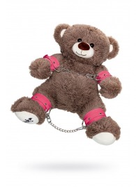 Бондажный набор: бурый мишка с розовыми оковами и наручниками - Pecado - купить с доставкой в Нижнем Тагиле