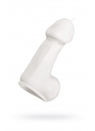 Белая свеча в форме пениса - 47 гр. - Pecado - купить с доставкой в Нижнем Тагиле